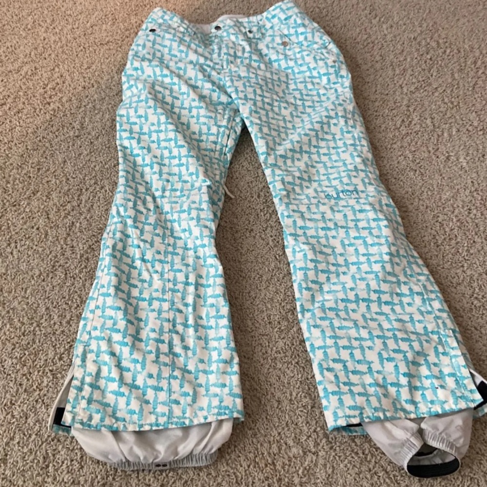 Burton White and Blue Patterned Women's Pants